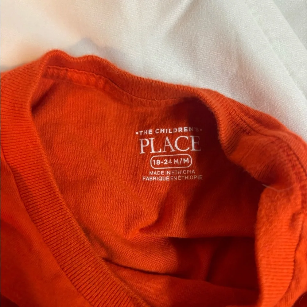 The Children's Place Orange Jack-O'-Lantern pumpkin Long Sleeve Tee 18-24 months